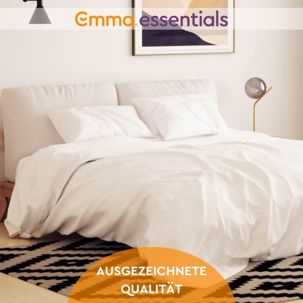 EMMA Essentials 이불 커버 - 이불 커버 240x220cm 및 베갯잇 80x80cm 2개 세트, 극세사, 흰색, 매우 부드럽고 통기성 및 세탁 가능 - 30일 시험 수면 및 Made in Europe 240x220 + 2*80x80 흰