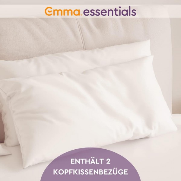 EMMA Essentials 이불 커버 - 이불 커버 240x220cm 및 베갯잇 80x80cm 2개 세트, 극세사, 흰색, 매우 부드럽고 통기성 및 세탁 가능 - 30일 시험 수면 및 Made in Europe 240x220 + 2*80x80 흰