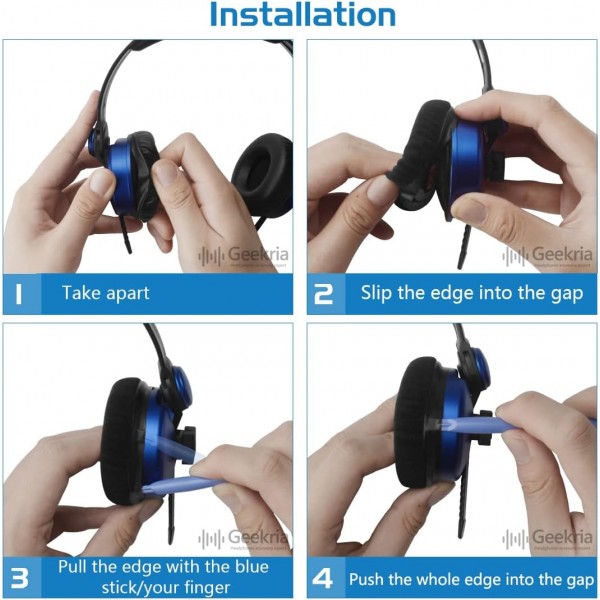 Geekria QuickFit 교체용 이어패드 Sennheiser HD25 HD25SP HD25 Lite HD25 Plus HD25 Limited 75th Anniversary Edition 헤드폰 이어패드 헤드셋 이어패드(파란색)용 단백질 가죽