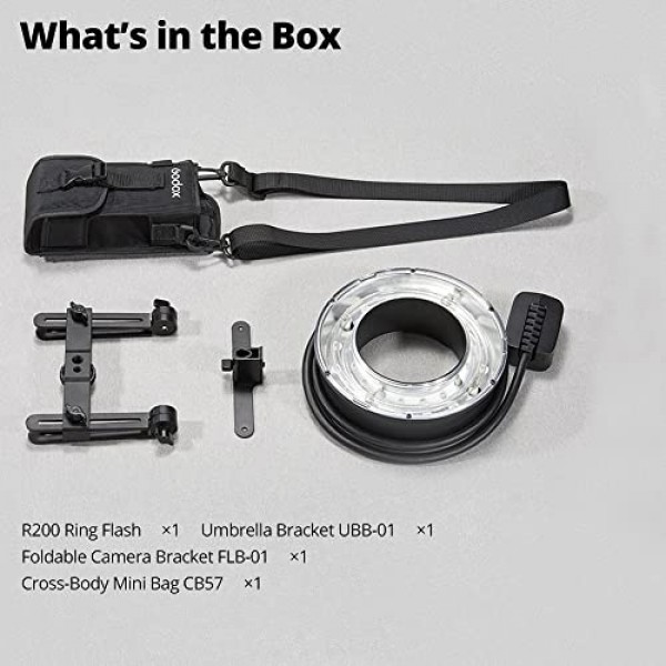 Godox R200 링 매크로 플래시 헤드, 200Ws 고출력 링 인물 촬영, Godox AD200/200Pro 야외 인물 촬영, 웨딩 촬영용