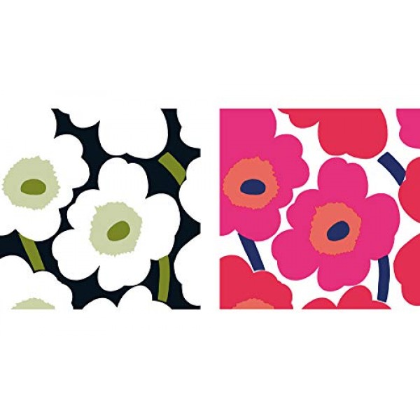 이상적인 홈 레인지 Marimekko Unikko 3겹 음료 칵테일 종이 냅킨 번들, Unikko Black 20개 및 Unikko Red 20개