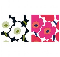 이상적인 홈 레인지 Marimekko Unikko 3겹 음료 칵테일 종이 냅킨 번들, Unikko Black 20개 및 Unikko Red 20개