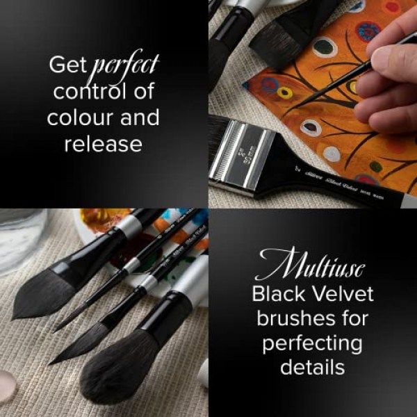 Silver Brush Limited 3012S1/4in 블랙 벨벳 대거 스트라이퍼 수채화 물감 페인트 브러시, 크기 1/4인치, 짧은 핸들 크기 - 1/4