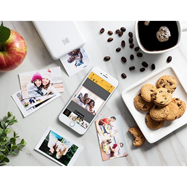 Zink Kodak Mini 2 HD 무선 휴대용 모바일 인스턴트 포토 프린터, 소셜 미디어 사진 인쇄, 프리미엄 품질 풀 컬러 인쇄 – iOS 및 Android 장치와 호환 가능(흰색)