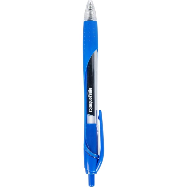Amazon Basics - Permanent Marker, 검정, 12팩 및 접이식 젤 펜, 파인 포인트, 파란색, 접이식 젤 펜이 포함된 12팩 번들, 파란색, 12팩