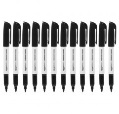 Amazon Basics - Permanent Marker, 검정, 12팩 및 접이식 젤 펜, 파인 포인트, 파란색, 접이식 젤 펜이 포함된 12팩 번들, 파란색, 12팩