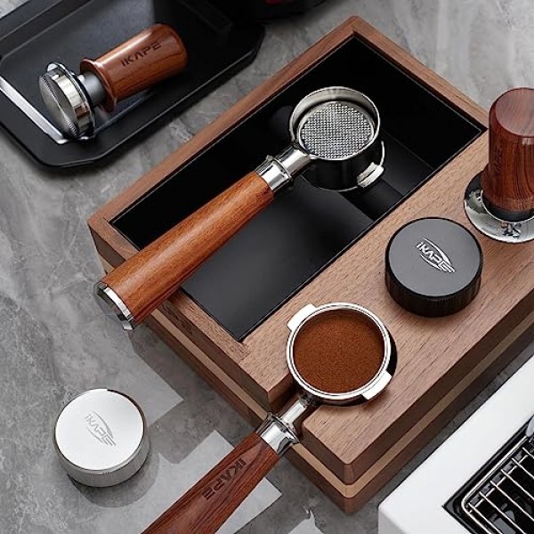 IKAPE 58MM 커피 디스트리뷰터, 스케일이 있는 조절 가능한 깊이 에스프레소 디스트리뷰터, 모든 58.35MM 에스프레소 포터필터에 적합, 58.35MM Rancilio 하단 포터필터(실버)와