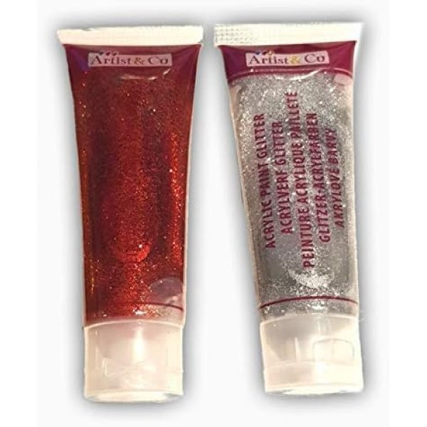 STORE 아크릴 페인트 6색 Uni Glitter Glitter 6 x 75ml ACRYLIC COLOR 들것 프레임 등을 위한 튜브의 고품질 아티스트 페인트