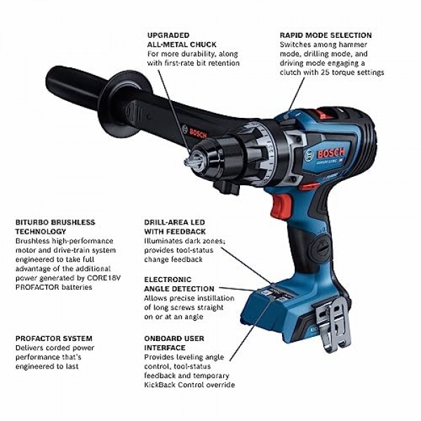 BOSCH GSR18V-1330CN PROFACTOR 18V ​​연결 가능 1/2인치 드릴/드라이버(베어 툴)