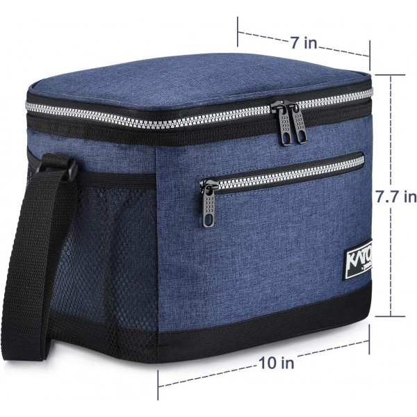 Kato Tirrinia Insulated Lunch Bag for Men and Women 방수 열 휴대용 도시락 Bag for Adults and Kids 재사용 가능한 점심 쿨러 for Office School Black Dark Blue Medium Size Dark Blue