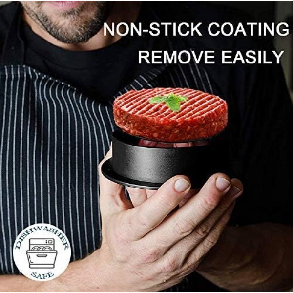 Geweo Burger Press 패티 Presse Non-Stick Stuffed Patty Presse, 3in1 버거용 다른 크기 버거 메이커 몰드, 주방 바베큐 도구 그릴 액세서리(100장 포함되지 않음)… 블랙 3 in 1