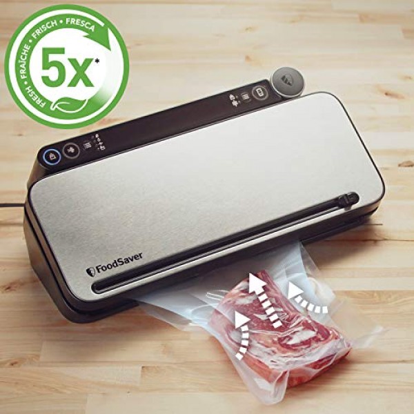 FoodSaver VS3190X 다목적 식품 진공 실러 | 식품 진공 실러 | 3 x 보존 및 마리네이드 진공 용기 | 진공 롤 1개, 진공 백 4개, 진공 밀봉 백 4개