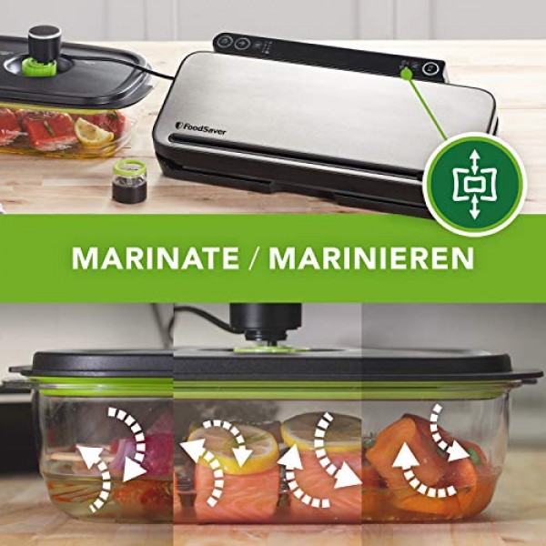 FoodSaver VS3190X 다목적 식품 진공 실러 | 식품 진공 실러 | 3 x 보존 및 마리네이드 진공 용기 | 진공 롤 1개, 진공 백 4개, 진공 밀봉 백 4개