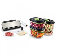 FoodSaver VS3190X 다목적 식품 진공 실러 | 식품 진공 실러 | 3 x 보존 및 마리네이드 진공 용기 | 진공 롤 1개, 진공 백 4개, 진공 밀봉 백 4개