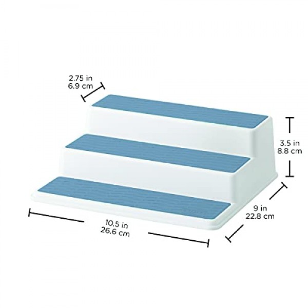 Copco Basics 3단 스파이스 식료품 저장실 주방 캐비닛 정리함, 10인치, 빛바랜 데님