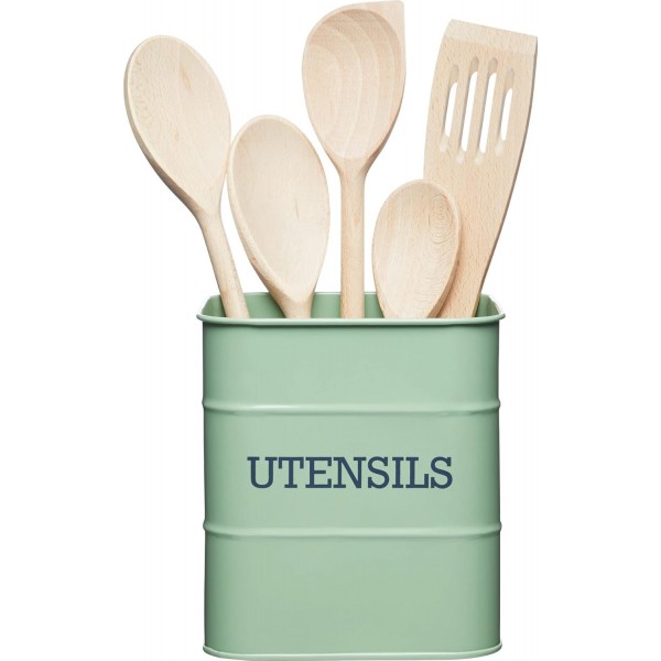 KitchenCraft Living Nostalgia, 주방 용품 홀더, 금속, 15 x 16cm, English Sage Green English Sage 싱글
