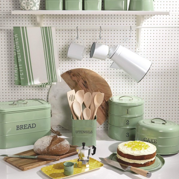 KitchenCraft Living Nostalgia, 주방 용품 홀더, 금속, 15 x 16cm, English Sage Green English Sage 싱글