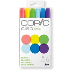 COPIC Ciao Marker Set Brights with 6 colors & marker pad, 알코올 마커용 레이아웃 용지, DIN A4, 70g/m², 50매, 극백색, 중성, 색상이 비침, 컬러풀한 크기의 레이아웃 용지 묶음