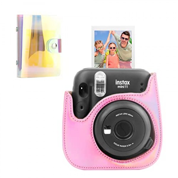Fujifilm Instax Mini 11 12 9 즉석 카메라용 보호 케이스, 탈착식 스트랩이 있는 프리미엄 PU 가죽 가방 커버, 미니 포토 앨범이 포함된 카메라 케이스, Instax Mini Camrea용 앨범(