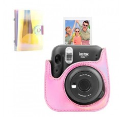 Fujifilm Instax Mini 11 12 9 즉석 카메라용 보호 케이스, 탈착식 스트랩이 있는 프리미엄 PU 가죽 가방 커버, 미니 포토 앨범이 포함된 카메라 케이스, Instax Mini Camrea용 앨범(