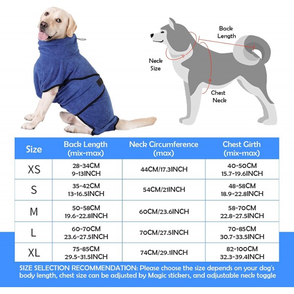 HAPPY HACHI 극세사 개 목욕 가운 목욕 타올 개 목욕 가운 빨 슈퍼 흡수성 수분 빠른 건조 타올 비치 타올 중소형 개 고양이 블루 (XL)