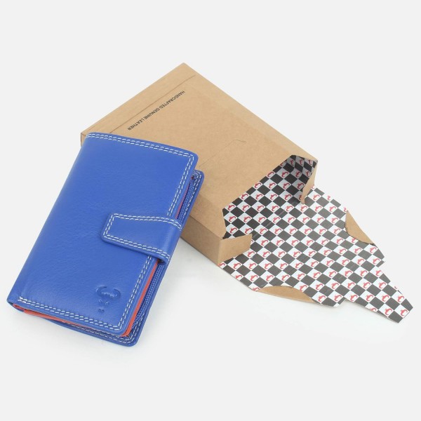 AlphaHide 여성용 정품 가죽 지갑 - RFID 차단 여성용 지갑 - 멀티컬러 지갑(LW108) 블루 미디엄 RFID 지갑