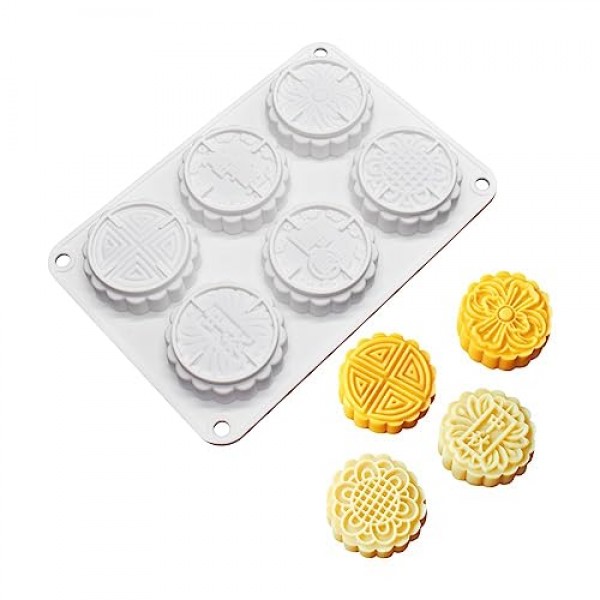 6 꽃 실리콘 케이크 금형 Handmake DIY 빵 금형 실리콘 금형 케이크 Mooncake 금형 케이크 도구 (Mooncake O_8.52 X5.8 X0.84 인치)