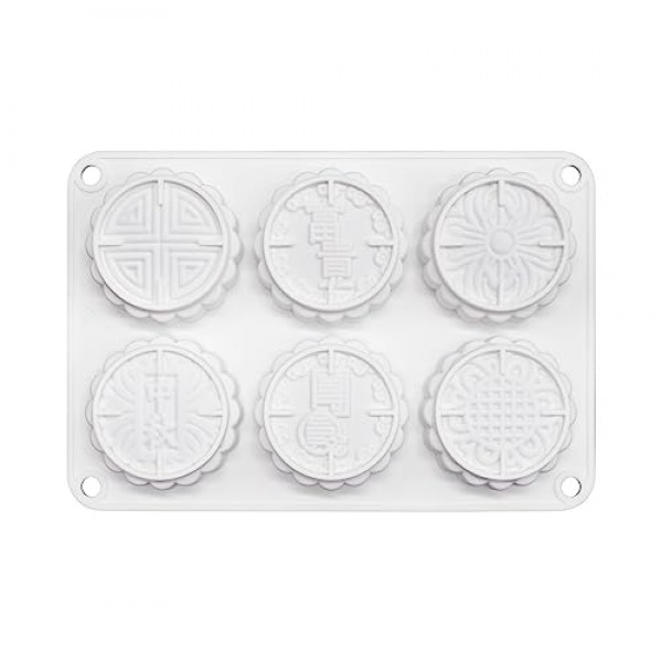 6 꽃 실리콘 케이크 금형 Handmake DIY 빵 금형 실리콘 금형 케이크 Mooncake 금형 케이크 도구 (Mooncake O_8.52 X5.8 X0.84 인치)