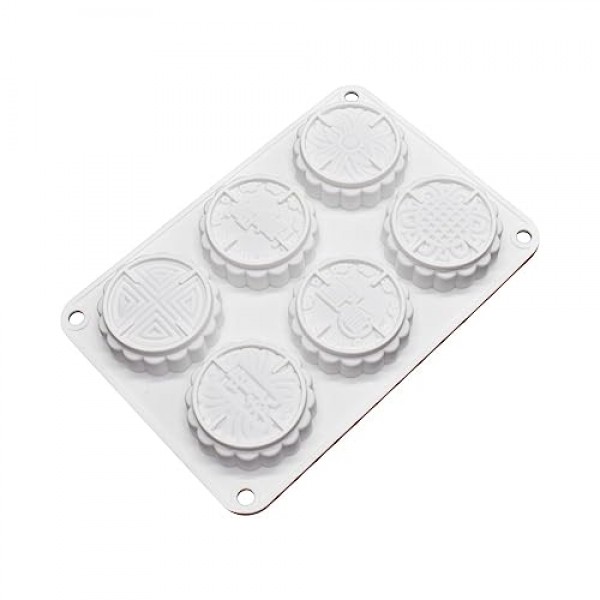 6 꽃 실리콘 케이크 금형 Handmake DIY 빵 금형 실리콘 금형 케이크 Mooncake 금형 케이크 도구 (Mooncake O_8.52 X5.8 X0.84 인치)