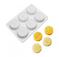 6 꽃 실리콘 케이크 금형 Handmake DIY 빵 금형 실리콘 금형 케이크 Mooncake 금형 케이크 도구 (Mooncake O_8.52 X5.8 X0.84 인치)