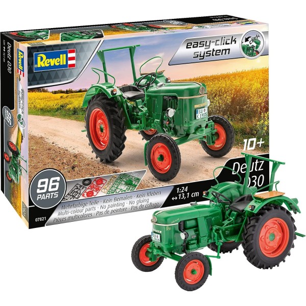 Revell easy-click 07821 Deutz D30, 트랙터 모델, 1:24/13.1 cm easy-click 시스템이 있는 초보자용 모델 키트, 컬러, 1/24