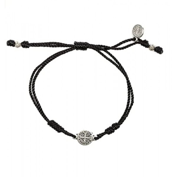 My Saint My Hero Breathe Bracelet - 수제 및 중앙에 은도금된 베네딕토회 십자가 메달 포함