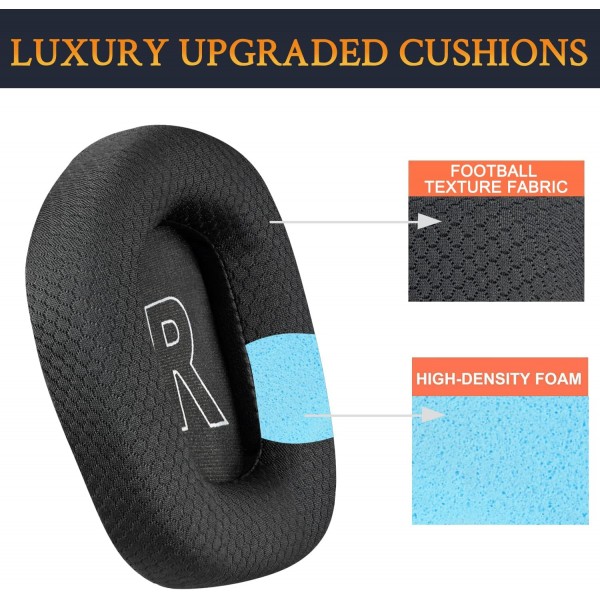 Logitech G733 Lightspeed 무선 게임용 헤드셋용 SOULWIT 전문 교체용 이어 패드, 내구성 있는 메쉬 패브릭이 있는 교체용 패드, 소음 차단을 위한 컴포트 폼-블랙