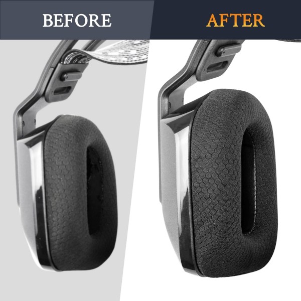 Logitech G733 Lightspeed 무선 게임용 헤드셋용 SOULWIT 전문 교체용 이어 패드, 내구성 있는 메쉬 패브릭이 있는 교체용 패드, 소음 차단을 위한 컴포트 폼-블랙