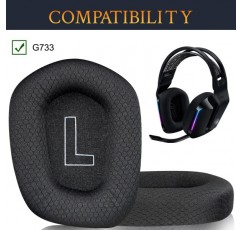 Logitech G733 Lightspeed 무선 게임용 헤드셋용 SOULWIT 전문 교체용 이어 패드, 내구성 있는 메쉬 패브릭이 있는 교체용 패드, 소음 차단을 위한 컴포트 폼-블랙