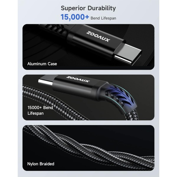 ZOOAUX USB C 헤드폰 어댑터 및 충전, 2 in 1 어댑터 USB C-잭, 60W 고속 충전 지원, USB C 3.5mm 잭 어댑터 Aux for Sumsung S21/S21 Ultra/S20/S20 Ultra/Note20, Huawei P40 Black