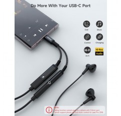 ZOOAUX USB C 헤드폰 어댑터 및 충전, 2 in 1 어댑터 USB C-잭, 60W 고속 충전 지원, USB C 3.5mm 잭 어댑터 Aux for Sumsung S21/S21 Ultra/S20/S20 Ultra/Note20, Huawei P40 Black