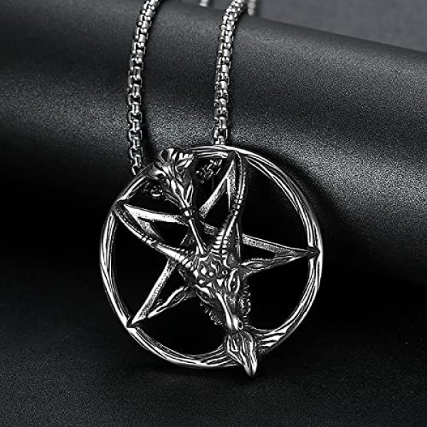JewelryWe 보석 남자 목걸이 스테인레스 스틸 스타 오각형 펜던트 남성용 22 인치 체인 선물