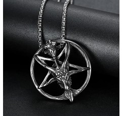 JewelryWe 보석 남자 목걸이 스테인레스 스틸 스타 오각형 펜던트 남성용 22 인치 체인 선물
