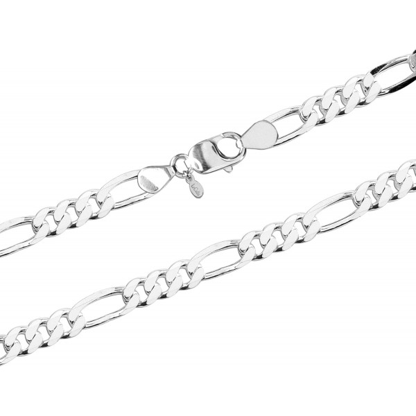 LeCalla Links 스털링 실버 이탈리안 쥬얼리 3.5 MM, 6.8 MM 피가로 체인 목걸이 여성용 및 남성용(16, 18, 20, 22, 24, 26인치) 22인치 박스