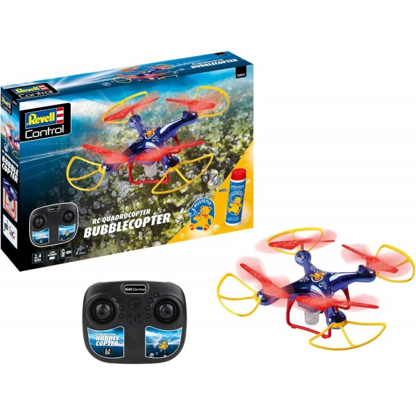 Revell Control I 비눗방울 기능이 있는 RC 쿼드로콥터 I Pustefix 디자인의 쿼드콥터 드론 I Pustefix의 클래식 버블 액체 I 버튼을 누르면 비눗방울 I 14년