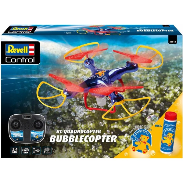 Revell Control I 비눗방울 기능이 있는 RC 쿼드로콥터 I Pustefix 디자인의 쿼드콥터 드론 I Pustefix의 클래식 버블 액체 I 버튼을 누르면 비눗방울 I 14년