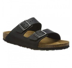 Birkenstock 남녀공용 애리조나 샌들, 블랙 오일 가죽, 39 N EU