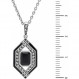 Esse Marcasite 스털링 실버 블랙 스피넬 Marcasite & 블랙 에나멜 아트 데코 목걸이