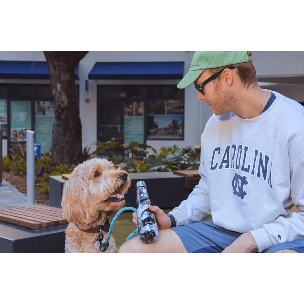 costablue Beverly Hills Collection 스테인리스 스틸 물병 - BPA 프리 절연 이중벽 물병, 식기세척기 사용 가능 푸시 잠금식 개폐식 뚜껑 포함 - 17온스 버블리 블랙