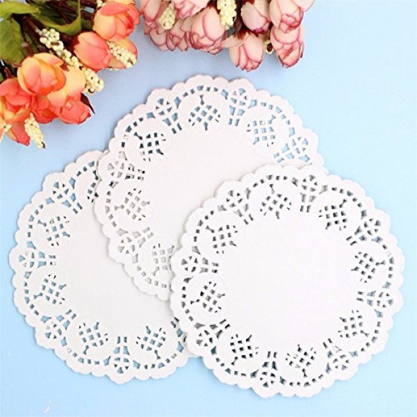 DECORA 6.5 인치 라운드 레이스 꽃 종이 Doilies 플레이스 매트 DIY 종이 공예/웨딩 장식 200pcs