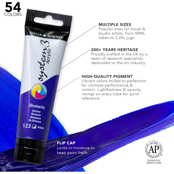 Daler Rowney 3 Acryl Selection Set 8 x 59 ml, 129100508, 멀티