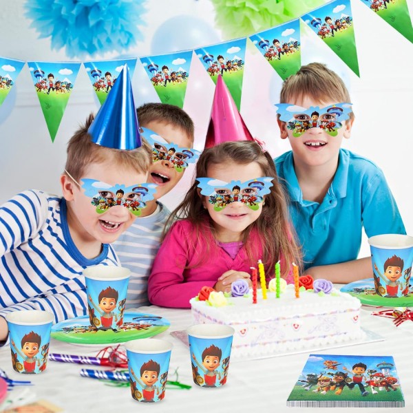 GUBOOM Paw Patrol 어린이 생일 식기 세트, 72 조각 Paw Patrol 생일 장식, 생일 파티 식기, 어린이 생일 파티 식기 용품, 10 인용 파티 장식