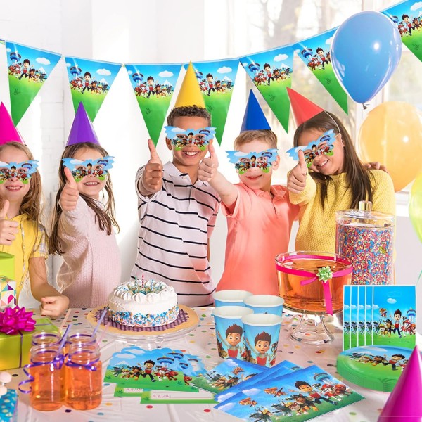 GUBOOM Paw Patrol 어린이 생일 식기 세트, 72 조각 Paw Patrol 생일 장식, 생일 파티 식기, 어린이 생일 파티 식기 용품, 10 인용 파티 장식