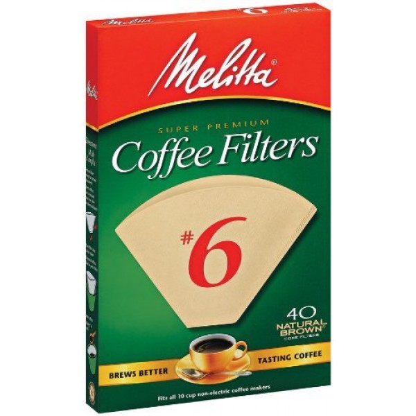 Melitta FBA USA Inc 626412#6 천연 브라운 콘 커피 필터 40개 - 4팩